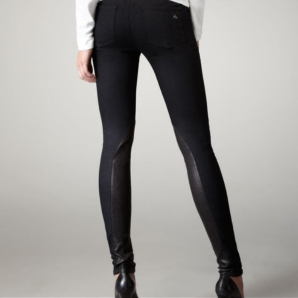 Rag & Bone Jean Jodhpur Slim Fit Legging Leather Insert Size 27